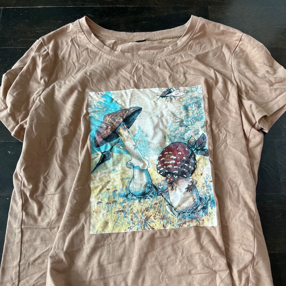 Brown Graphic Mushroom Tee
